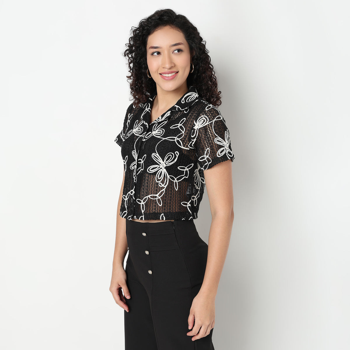 Buy Women Boxy Fit Floral Short Sleeve Shirt  - Style Union