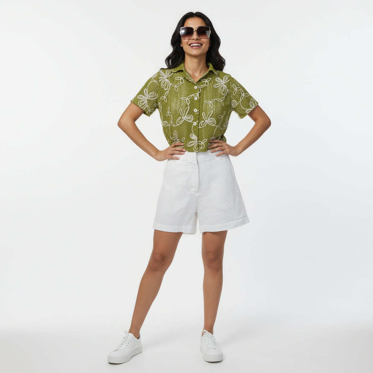 High Rise Cotton Shorts