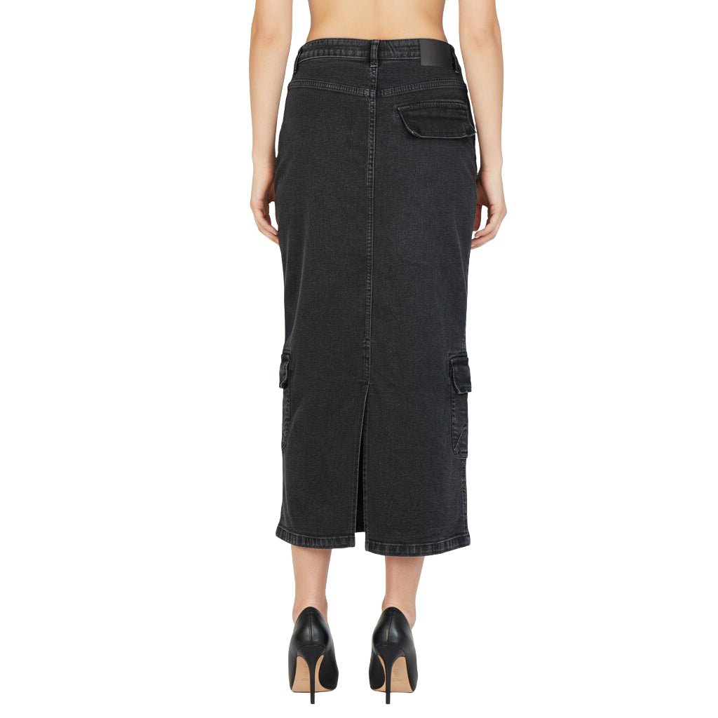 Street Look Long Denim Skirt