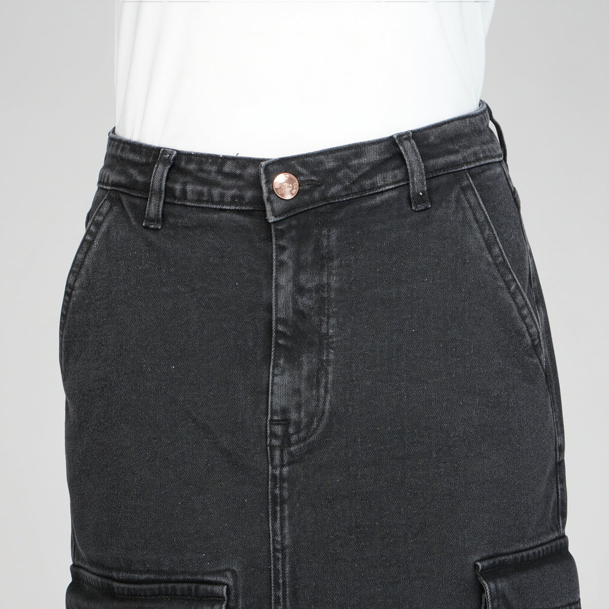 Street Look Long Denim Skirt