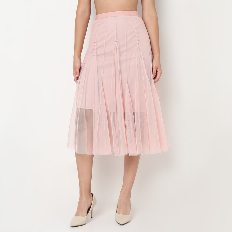 Buy Women Flare Fit Solid Knee Length High Rise Skirt  - Style Union