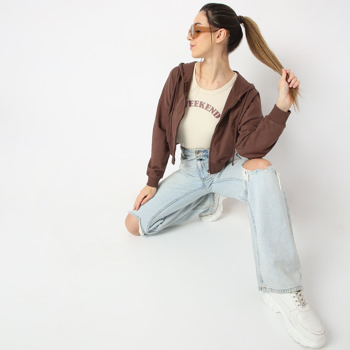 Regular Fit Solid Sweatshirt