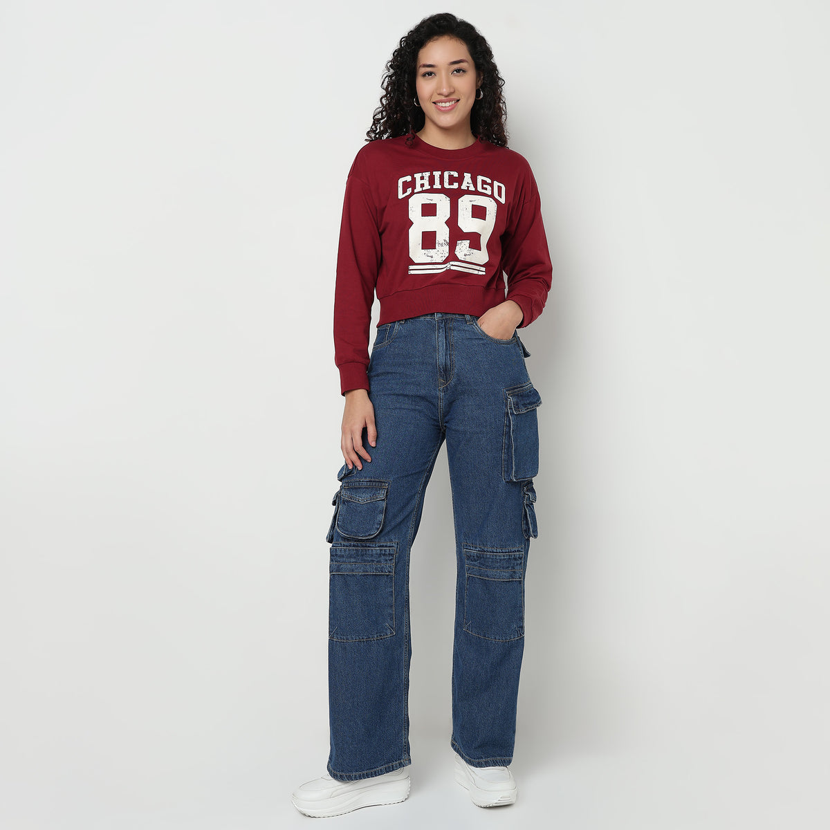 Buy Women Boxy Fit Graphic Full Sleeve Sweat Tee  - Style Union