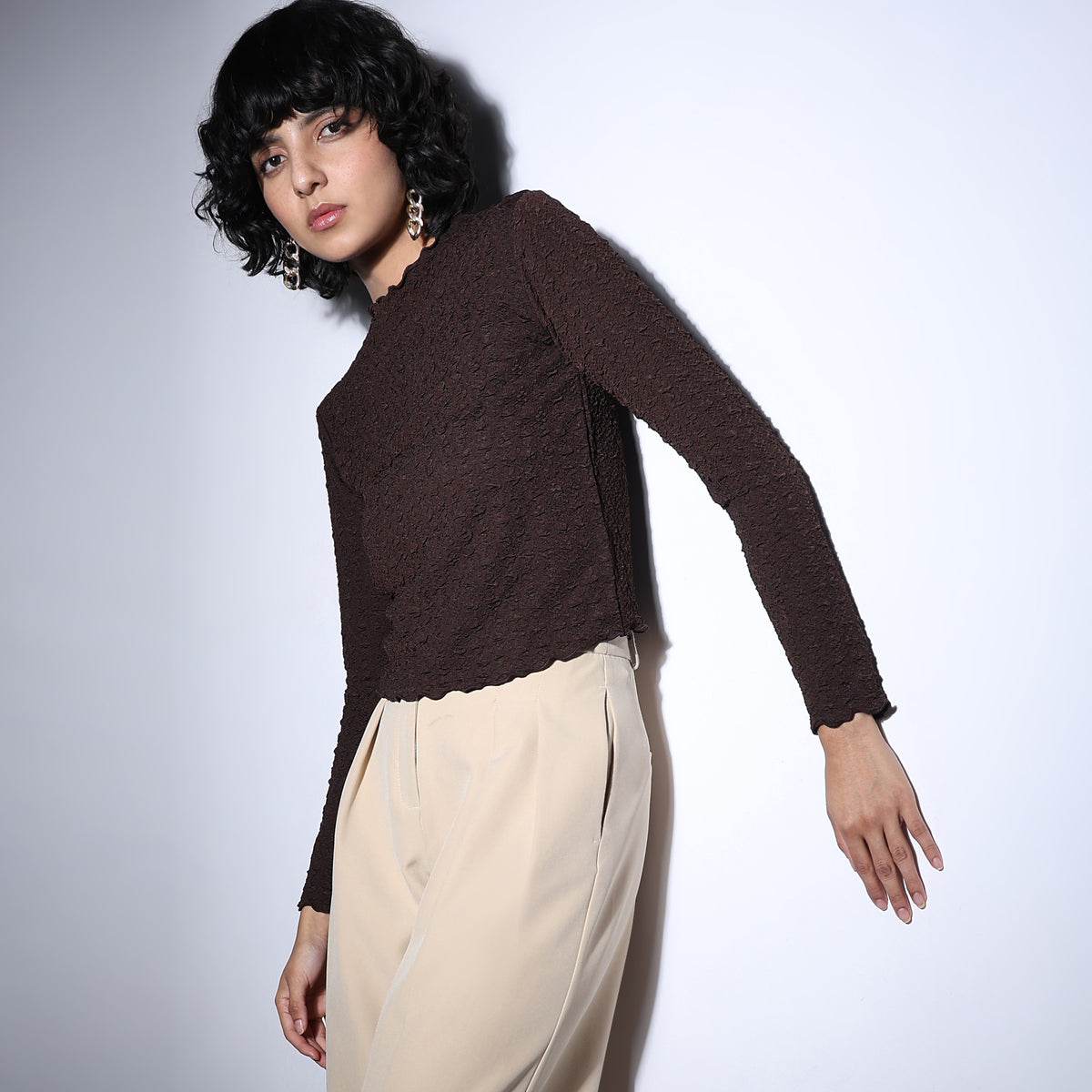 Solid Crew Neck Betty Top