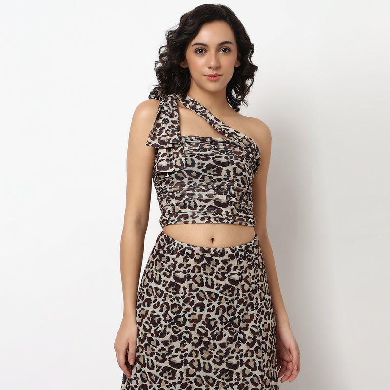 Buy Women Slim Fit Animal Print Sleeveless Top  - Style Union