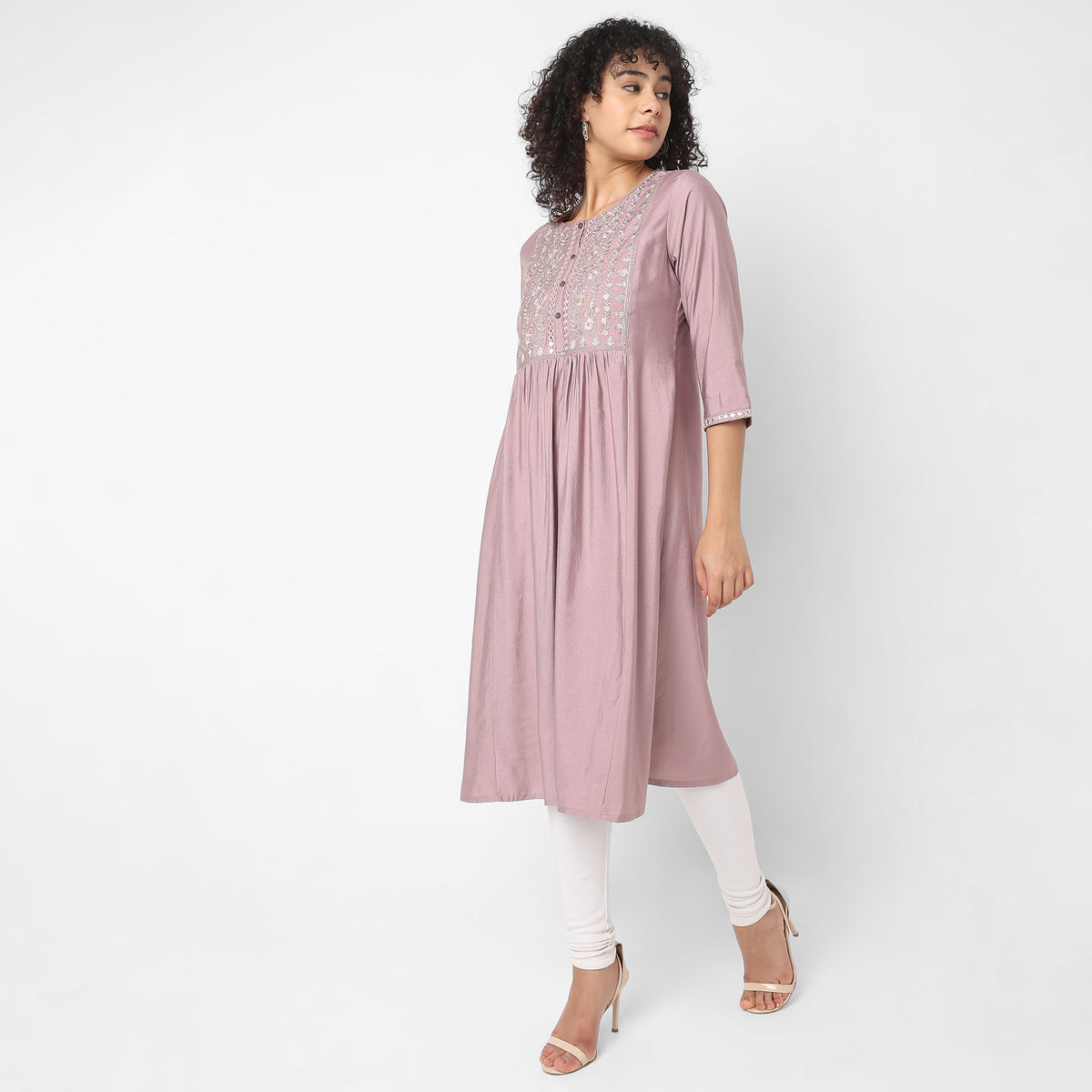 Flare Fit Embroidered Kurta