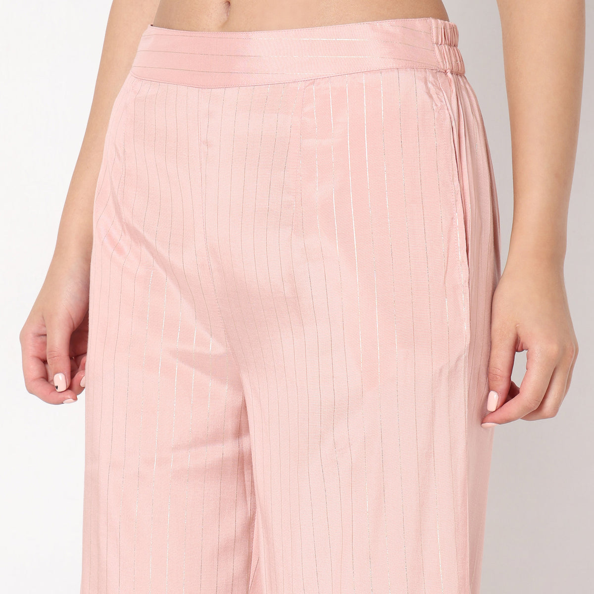 Regular Fit Striped High Rise Palazzos