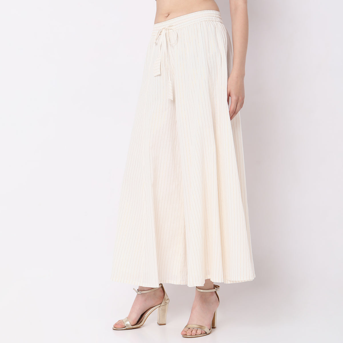 Flare Fit Striped High Rise Palazzos