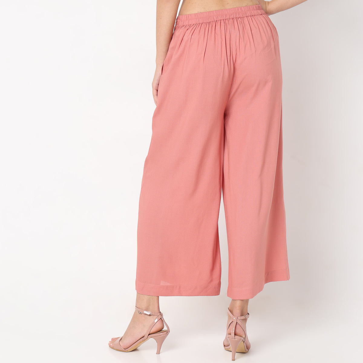 Flare Fit Solid High Rise Palazzos
