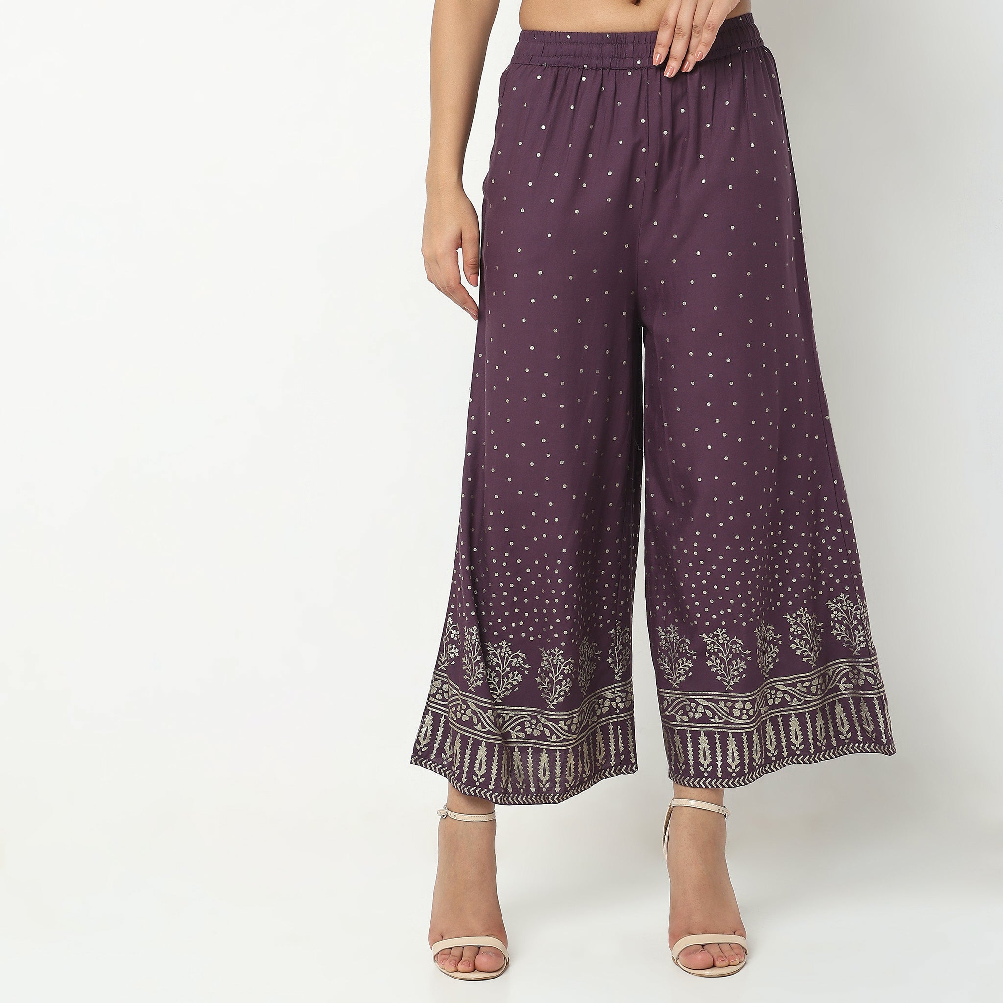 Flare Fit Printed High Rise Ethnic Palazzos