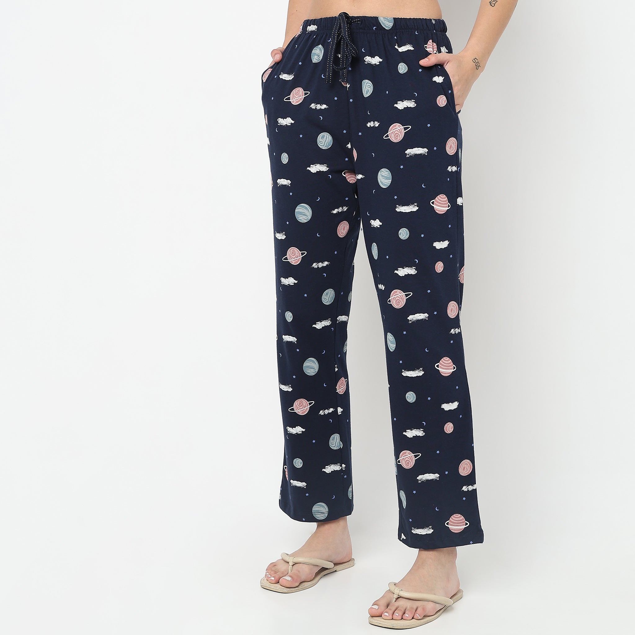 Regular Fit Printed Mid Rise Pyjamas