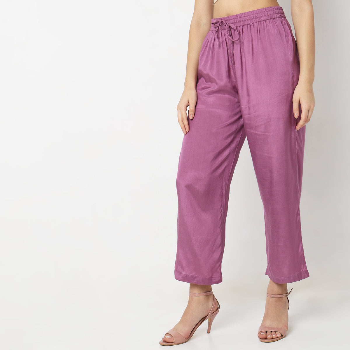 Straight Fit Solid Mid Rise Ethnic Pants