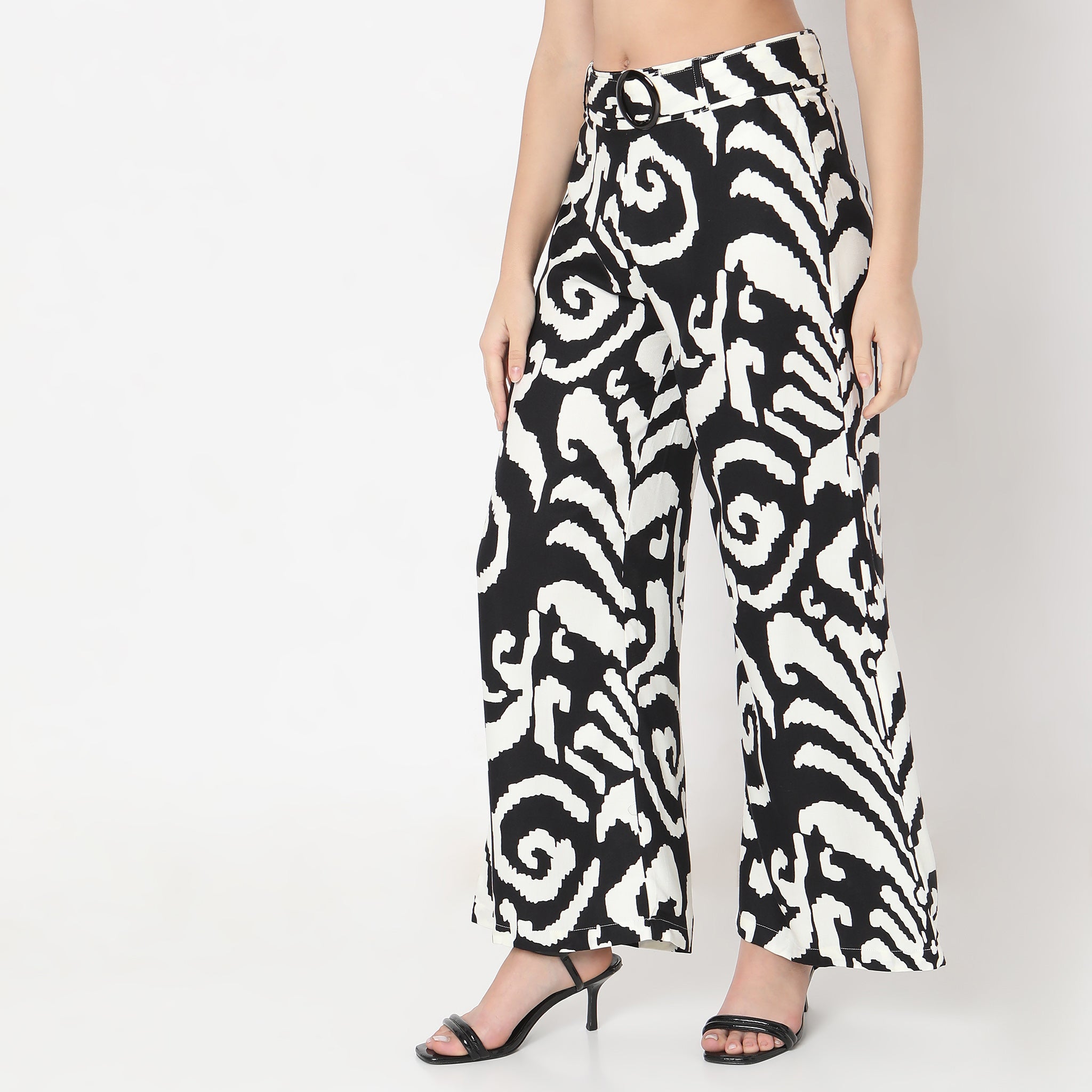 Flare Fit Abstract High Rise Palazzos