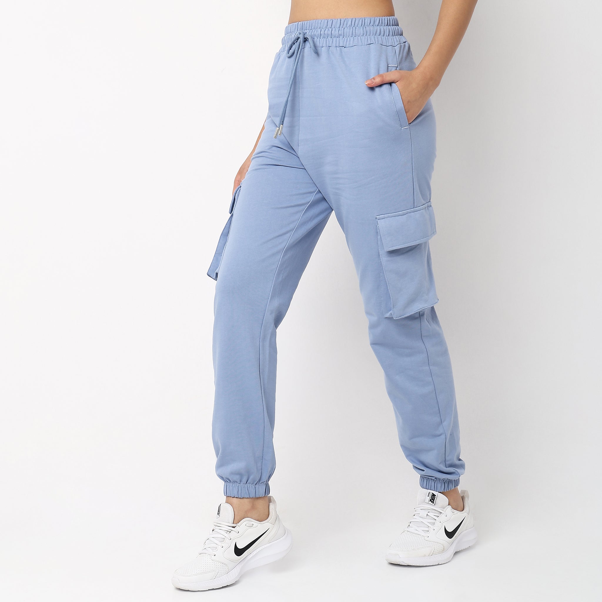 Regular Fit Solid High Rise Joggers