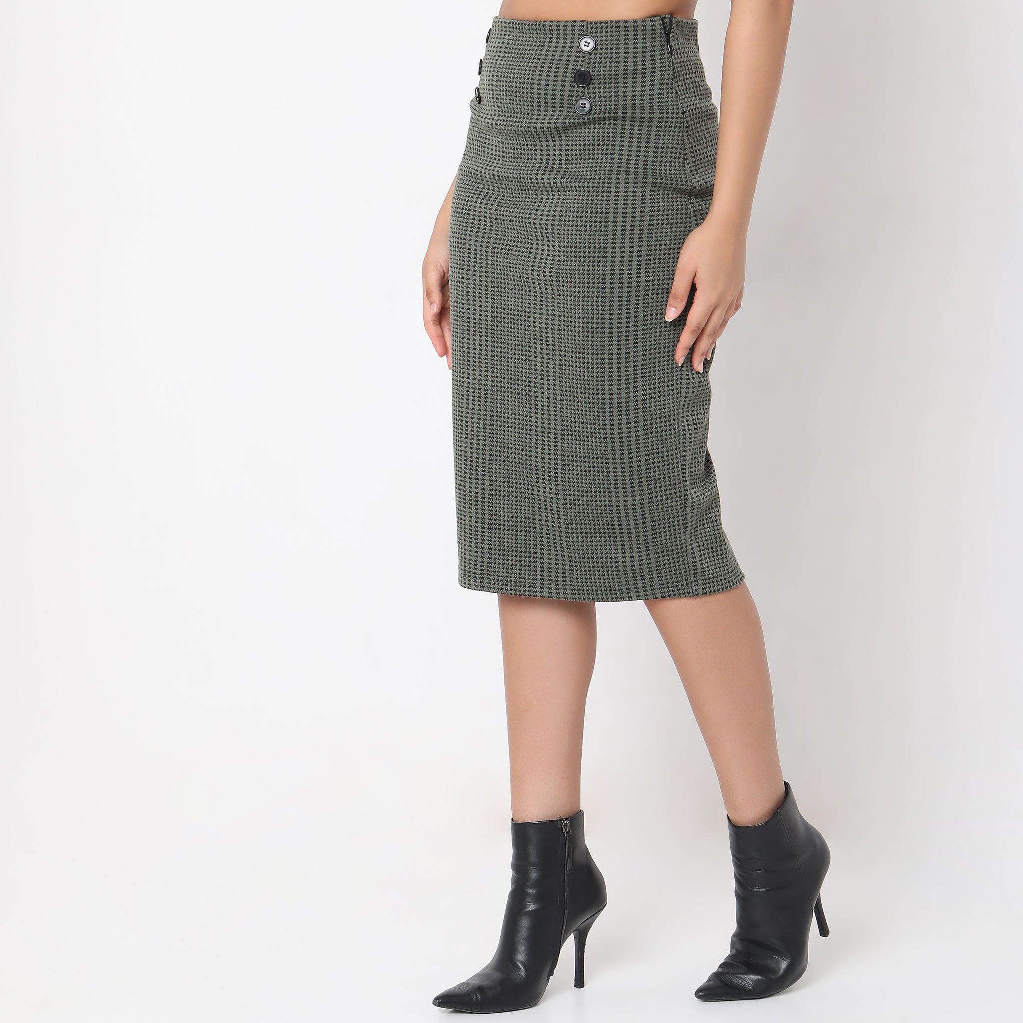 Slim Fit Jacquard Mid Rise Skirts