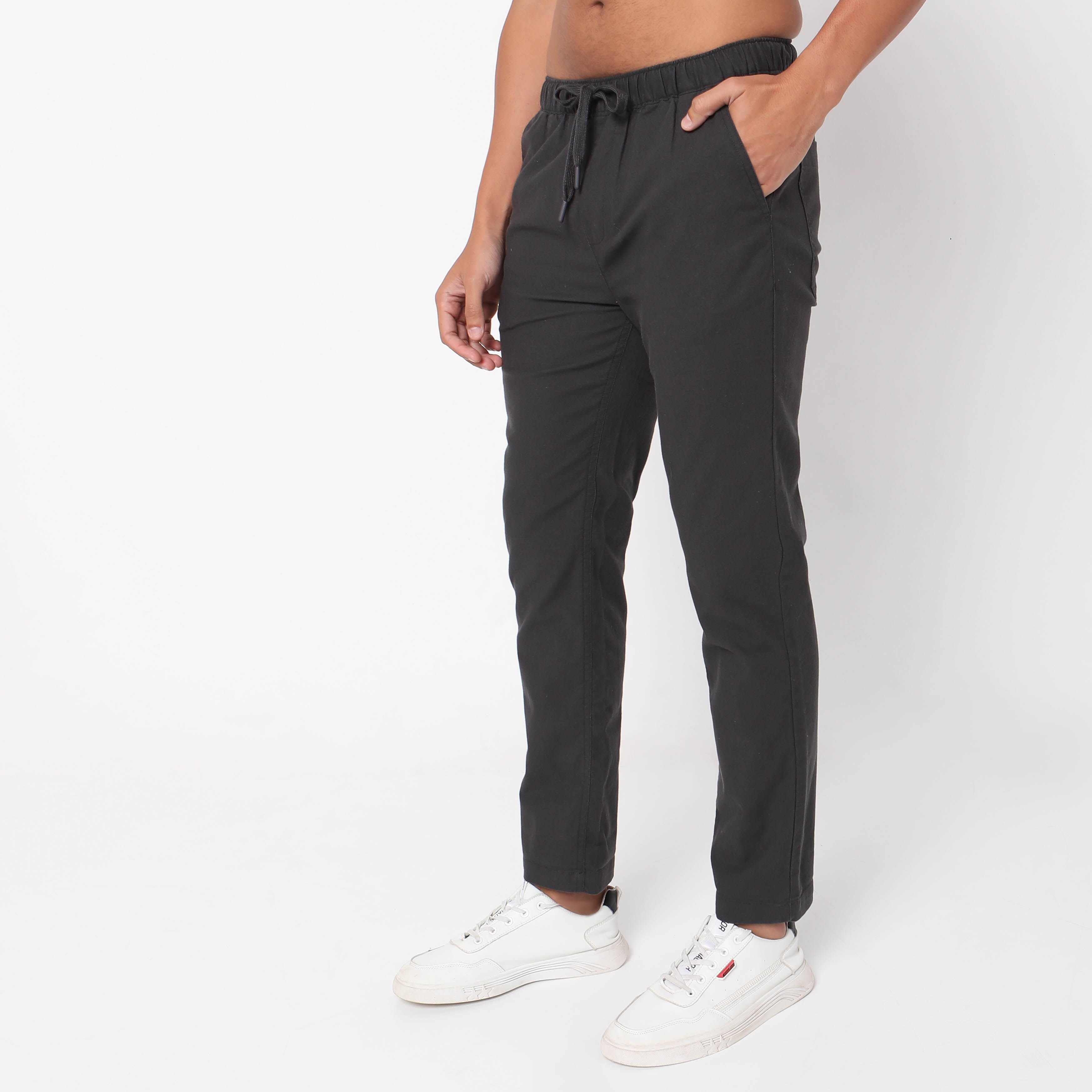 Regular Fit Solid Mid Rise Joggers
