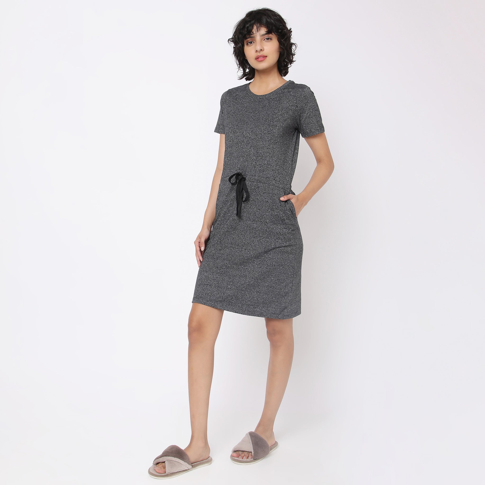 Regular Fit Solid Short Gown