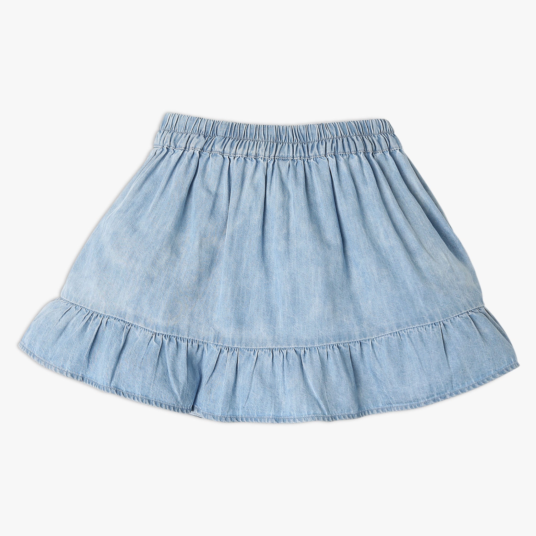 Girl Wearing Girl's Regular Fit Solid Mid Rise Skirt