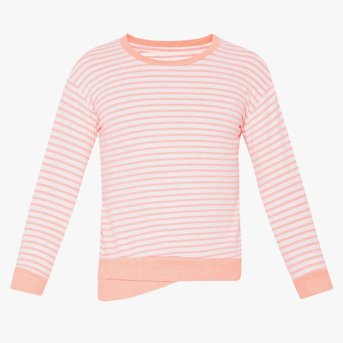 Girl Wearing Girl's Regular Fit Striped Sweat Tees