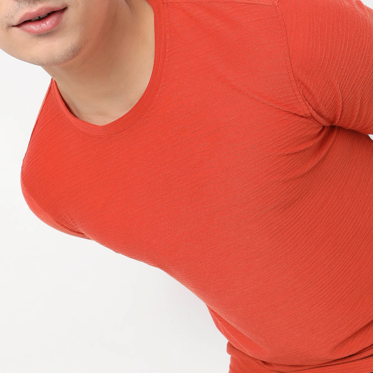 Men Wearing Regular Fit Structured T-Shirt