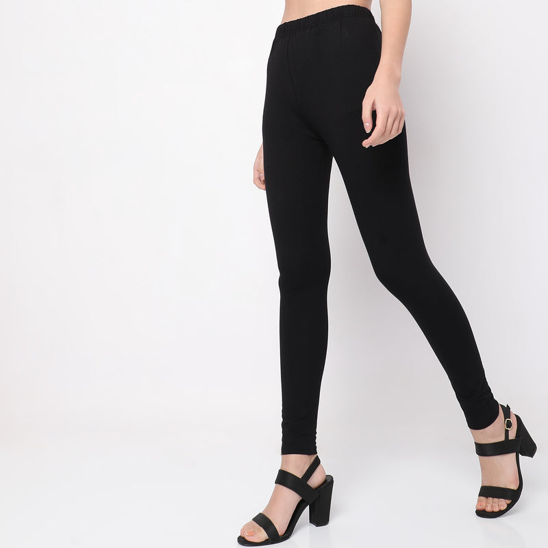 Solid Ankle Length Leggings