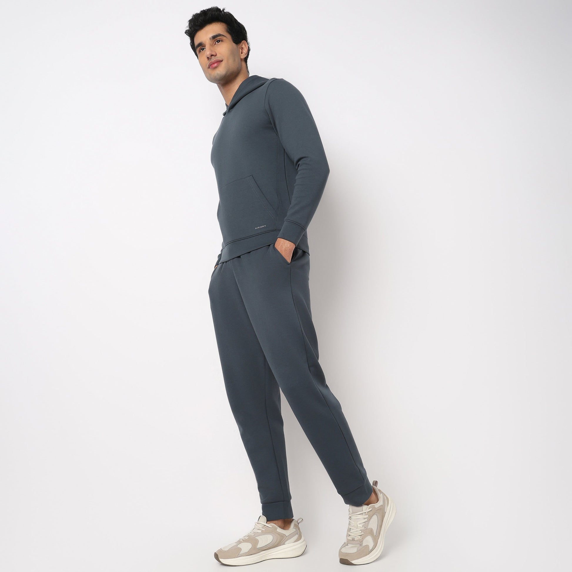 Regular Fit Solid Mid Rise Trackpants