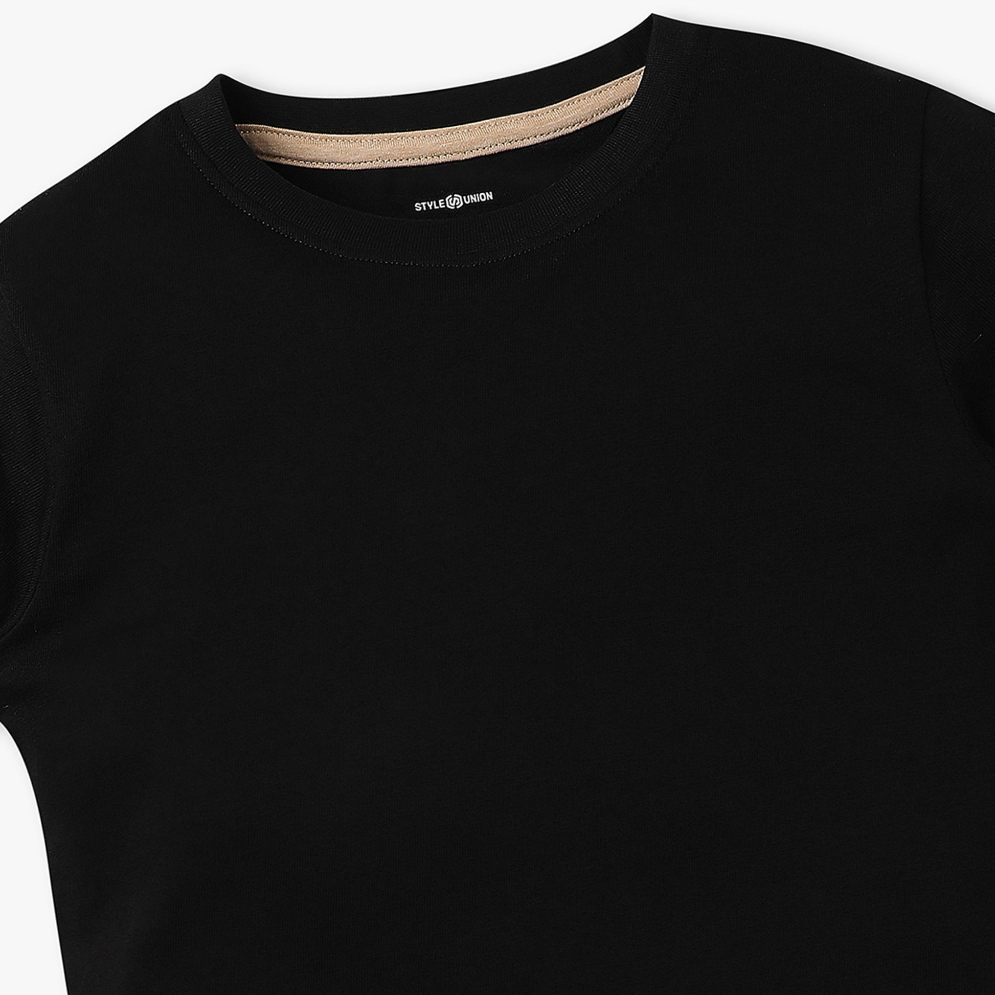 Boys Regular Fit Solid T-Shirt