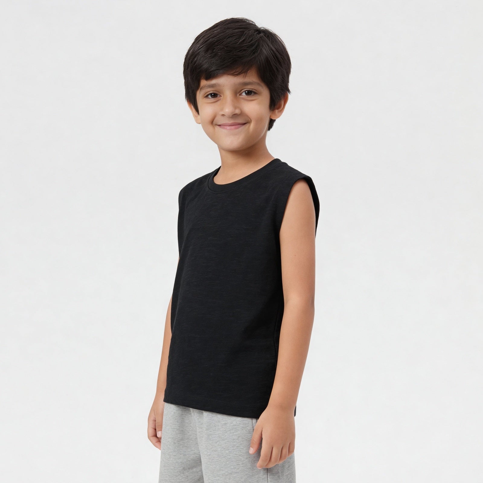 Cotton Solid Sleeveless T-Shirt