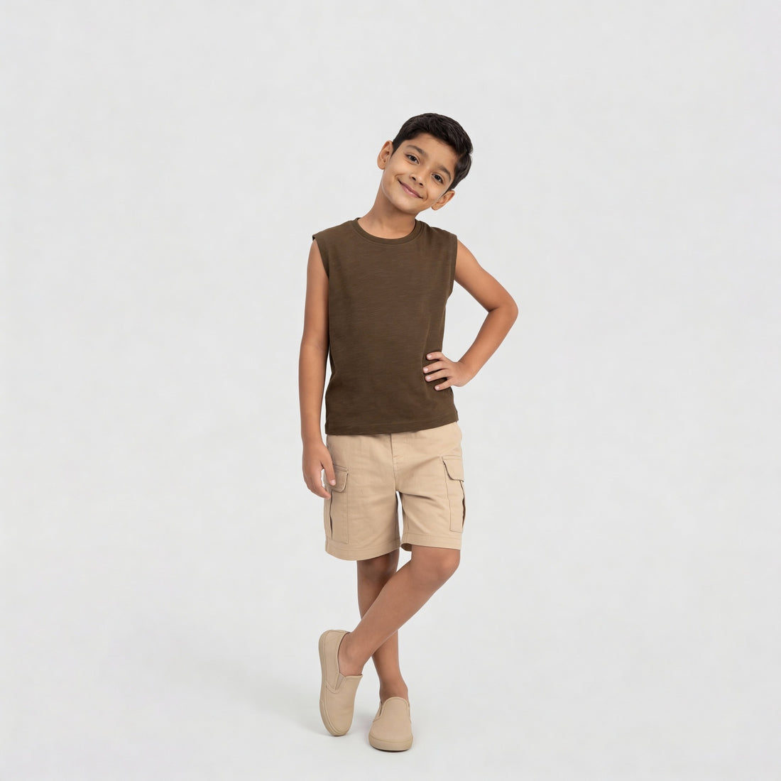 Cotton Solid Sleeveless T-Shirt