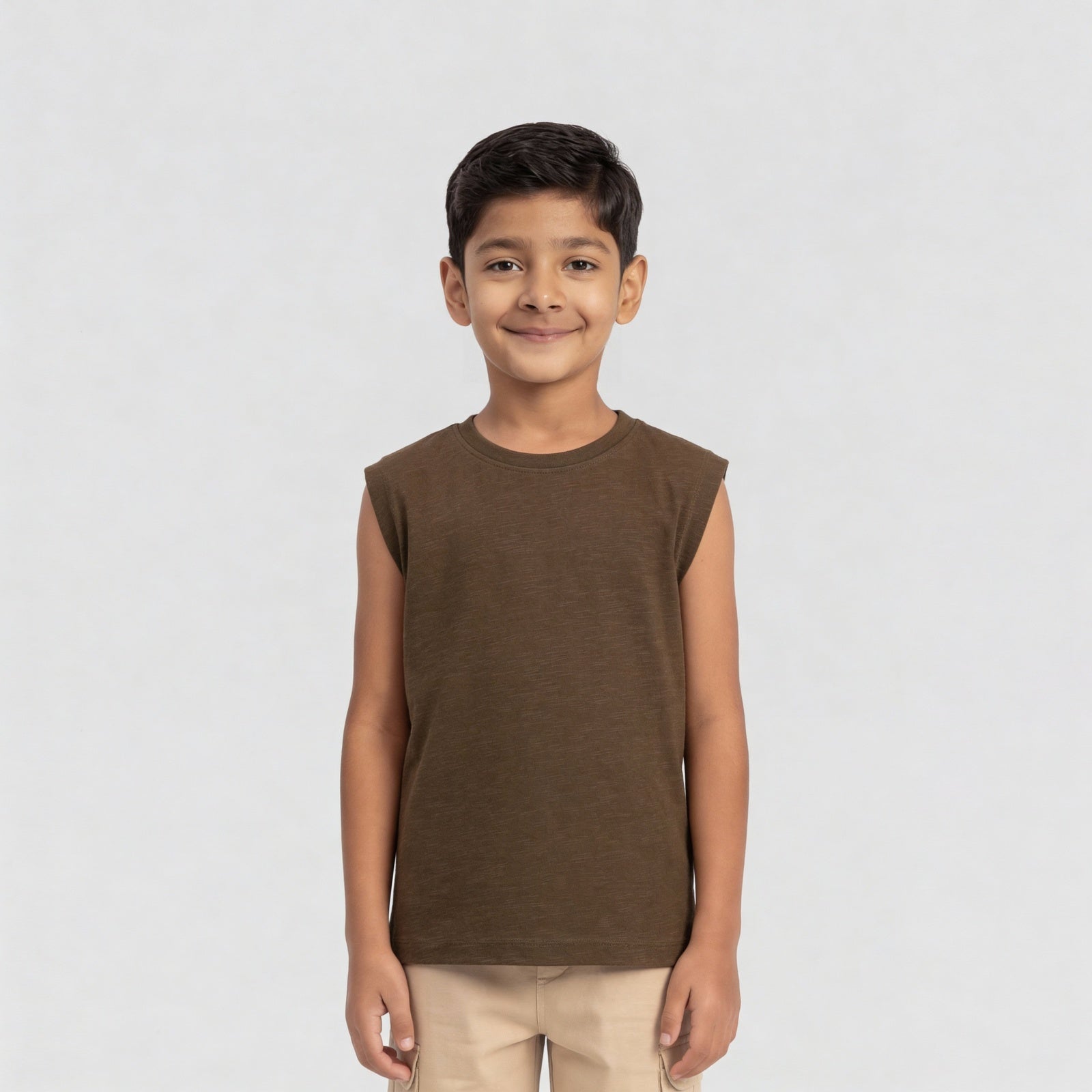 Cotton Solid Sleeveless T-Shirt