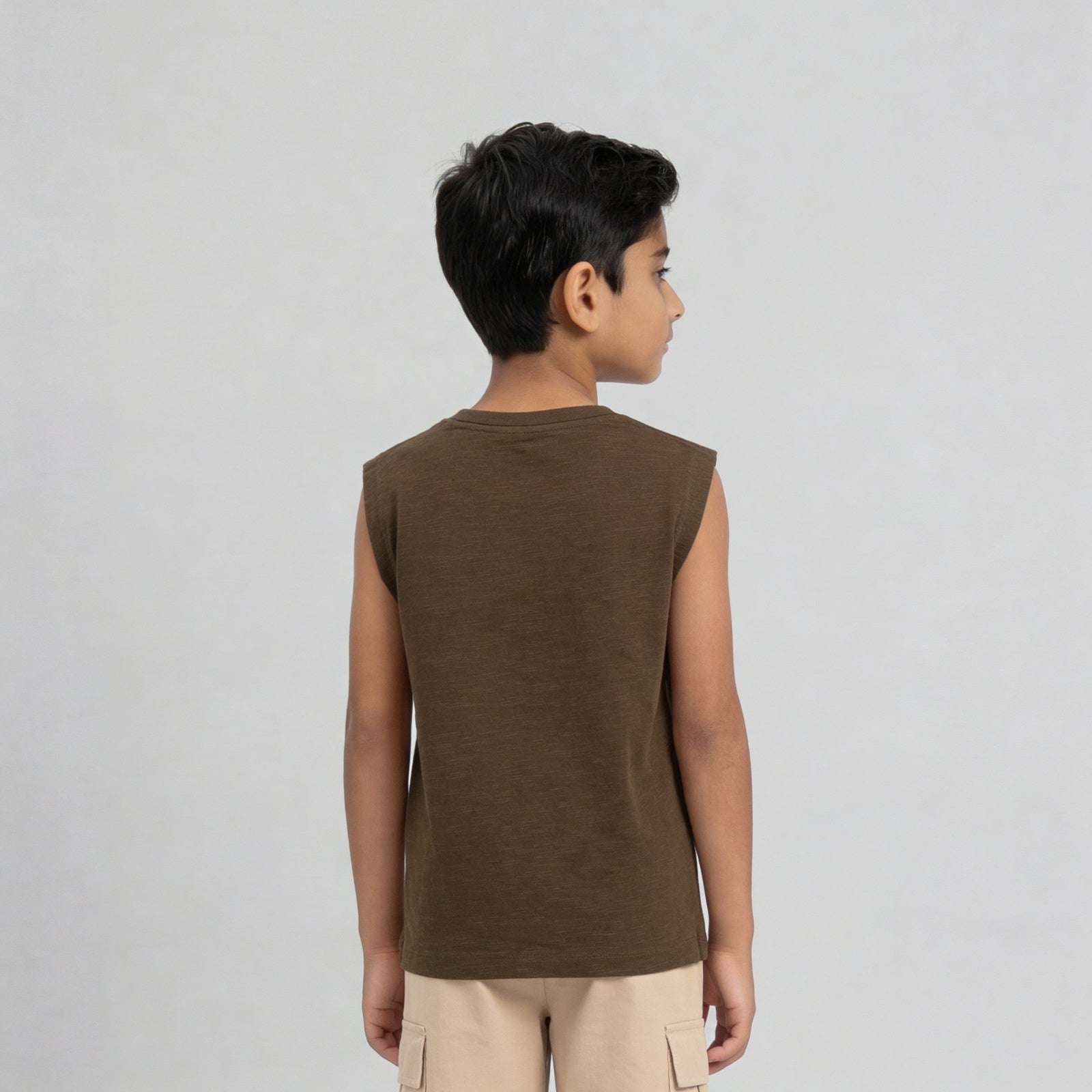 Cotton Solid Sleeveless T-Shirt
