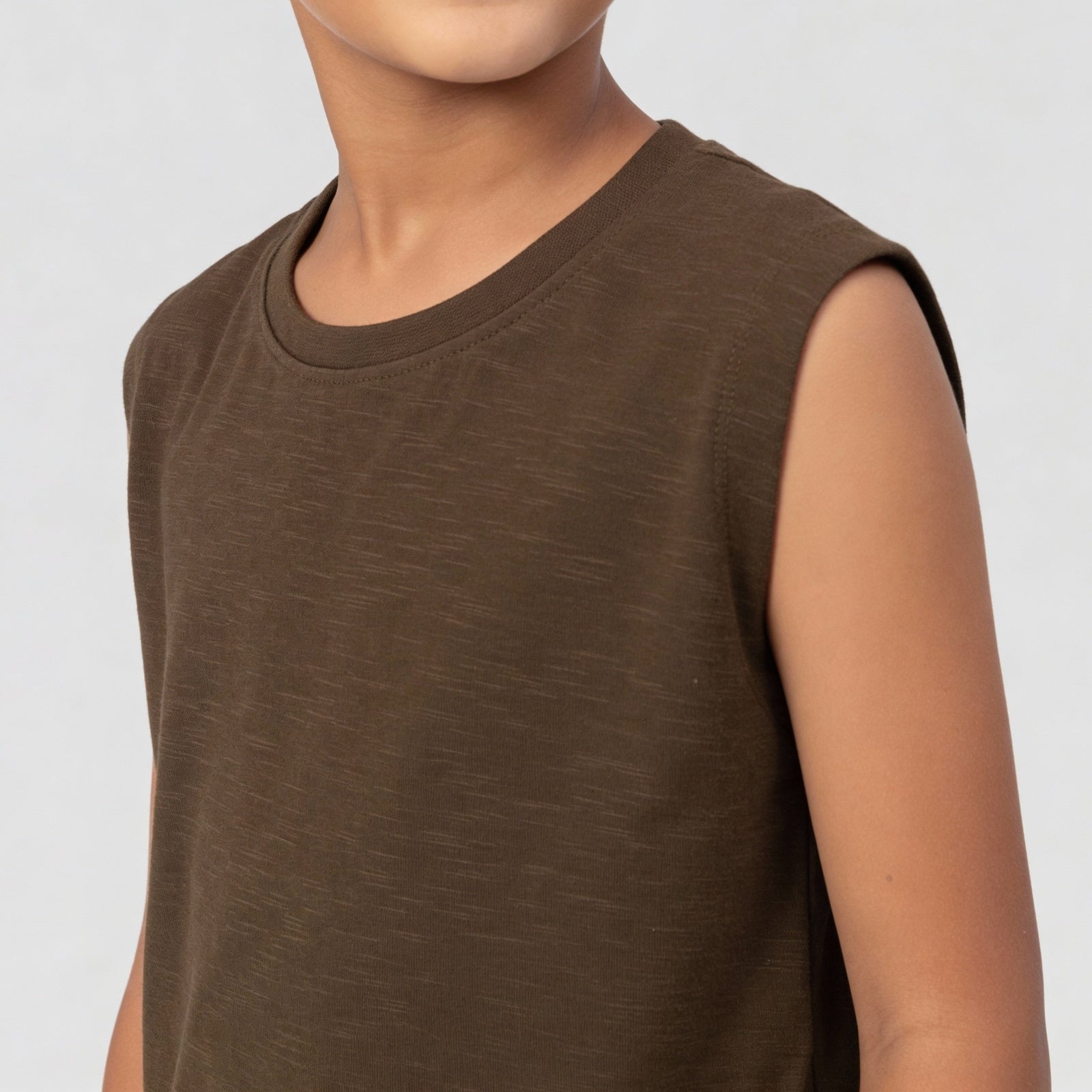 Cotton Solid Sleeveless T-Shirt