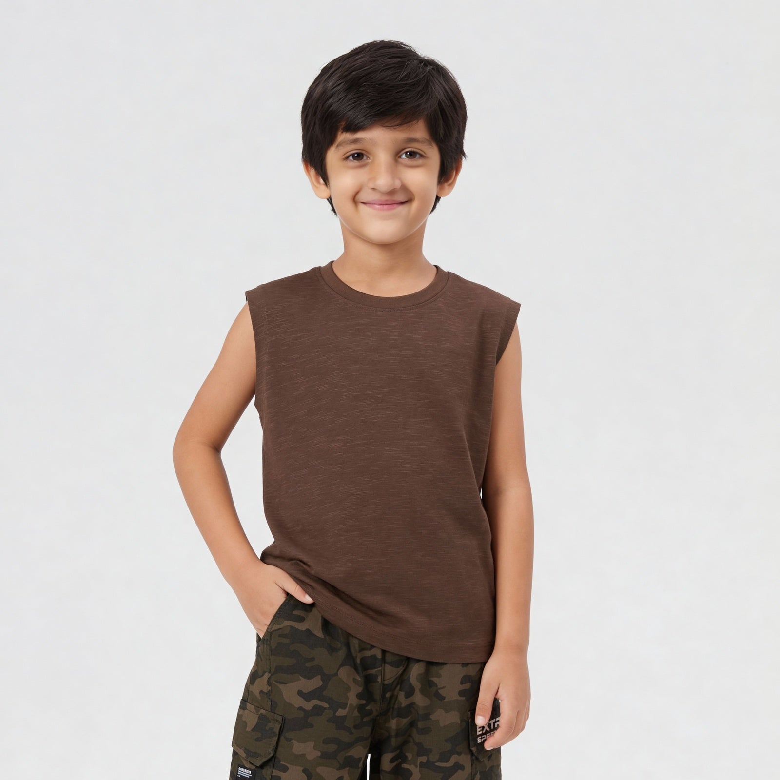 Cotton Solid Sleeveless T-Shirt