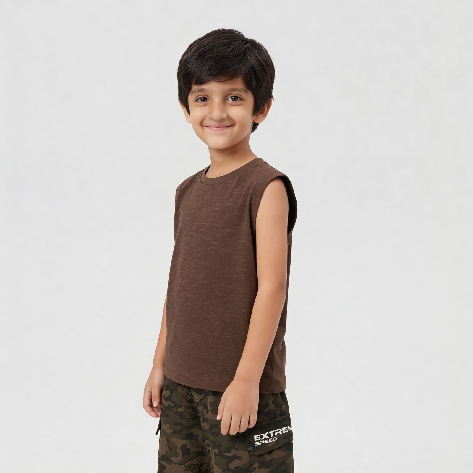 Cotton Solid Sleeveless T-Shirt