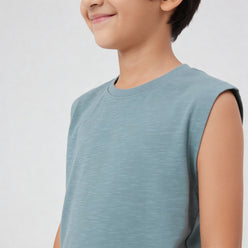 Cotton Solid Sleeveless T-Shirt