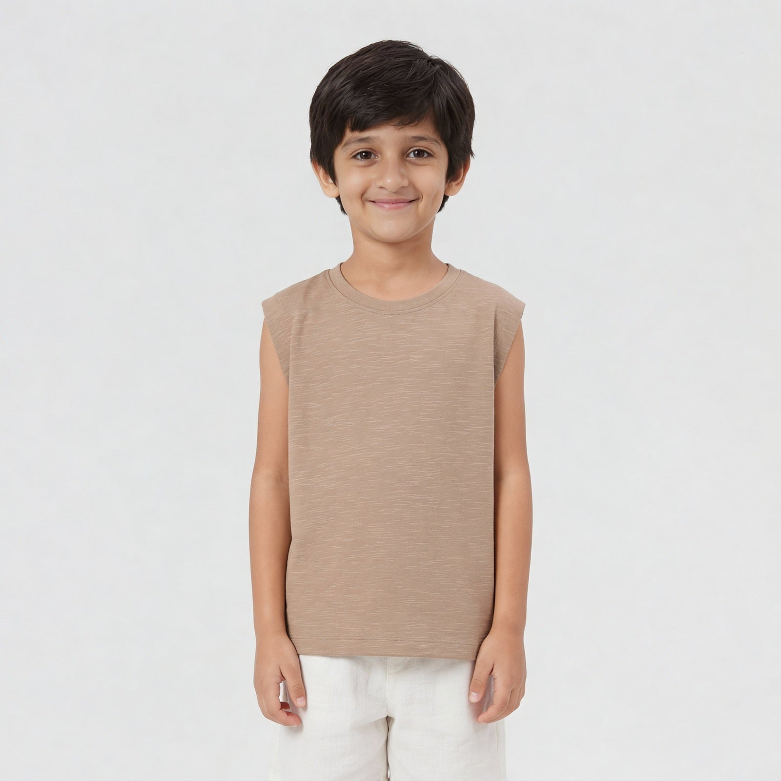 Cotton Solid Sleeveless T-Shirt
