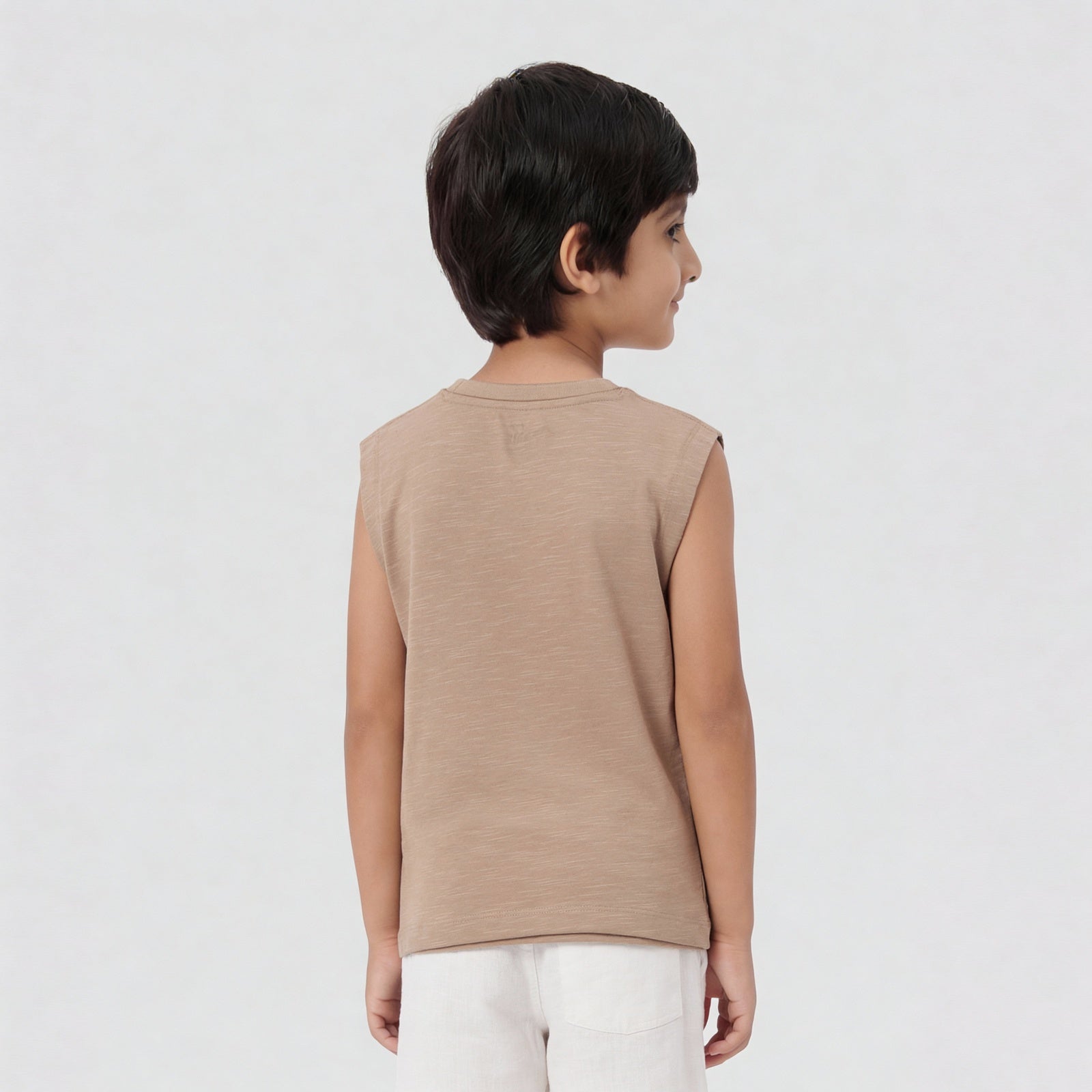 Cotton Solid Sleeveless T-Shirt
