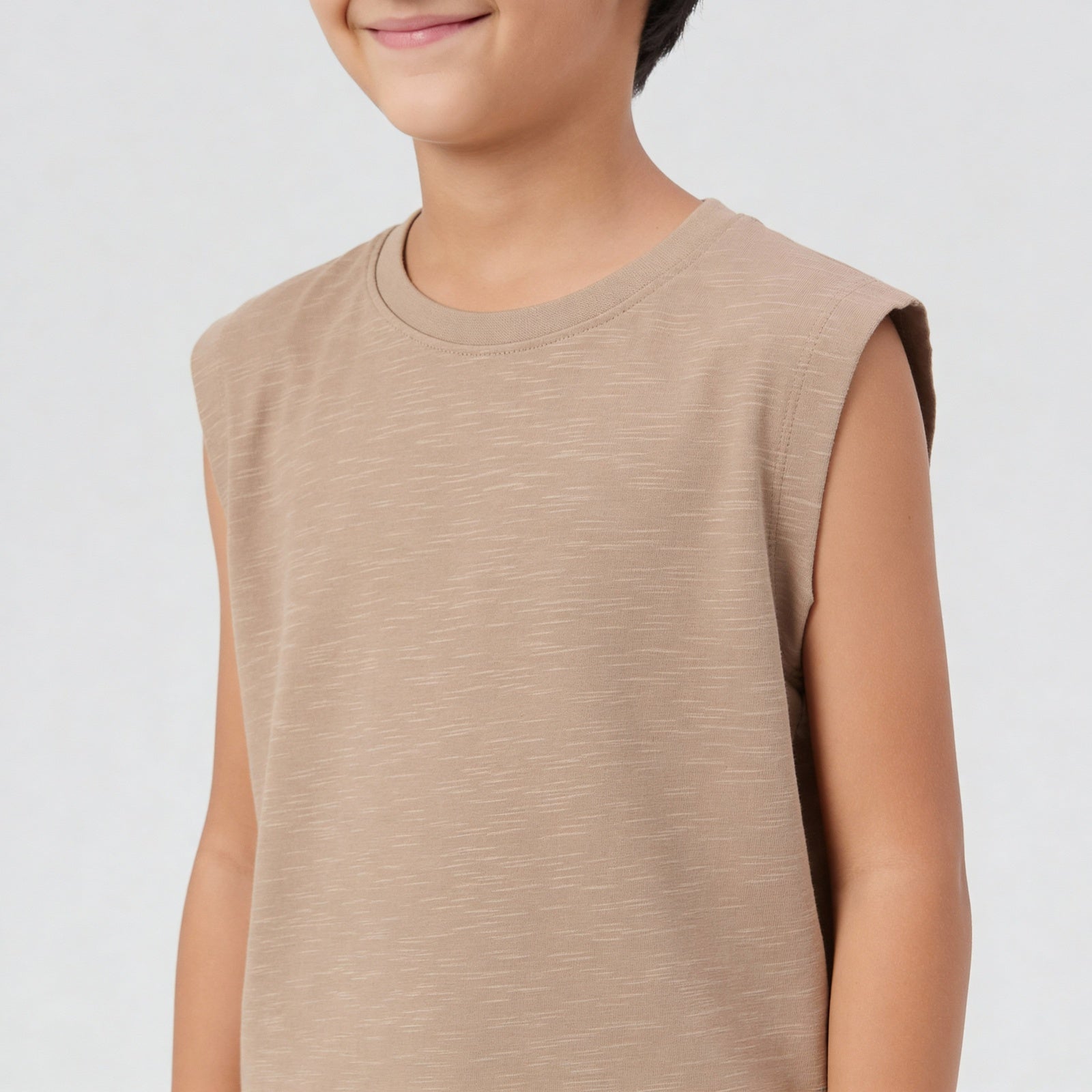 Cotton Solid Sleeveless T-Shirt