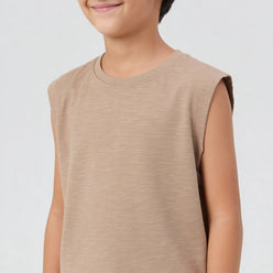 Cotton Solid Sleeveless T-Shirt