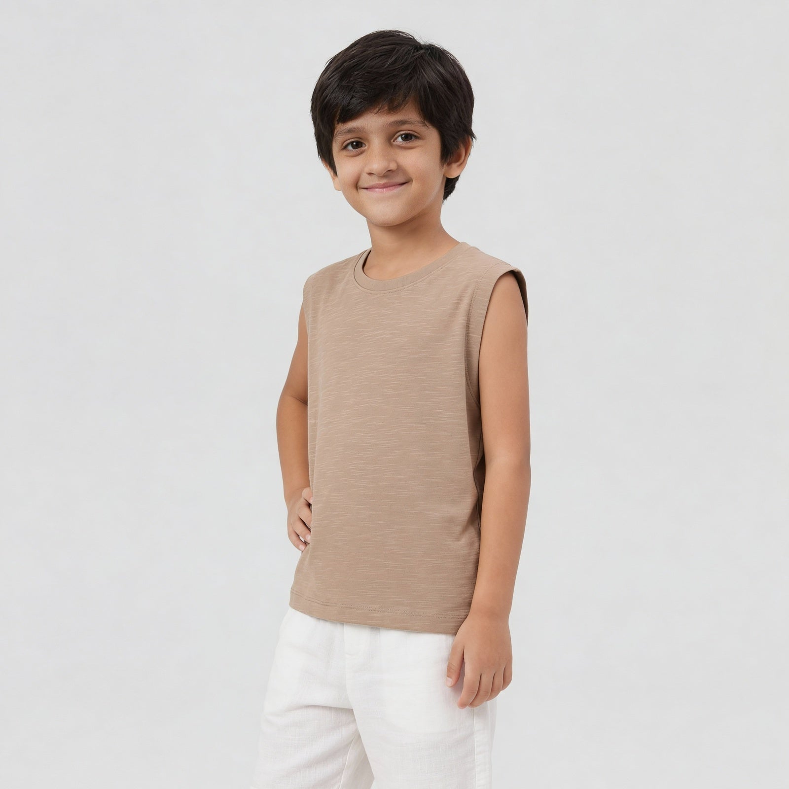 Cotton Solid Sleeveless T-Shirt