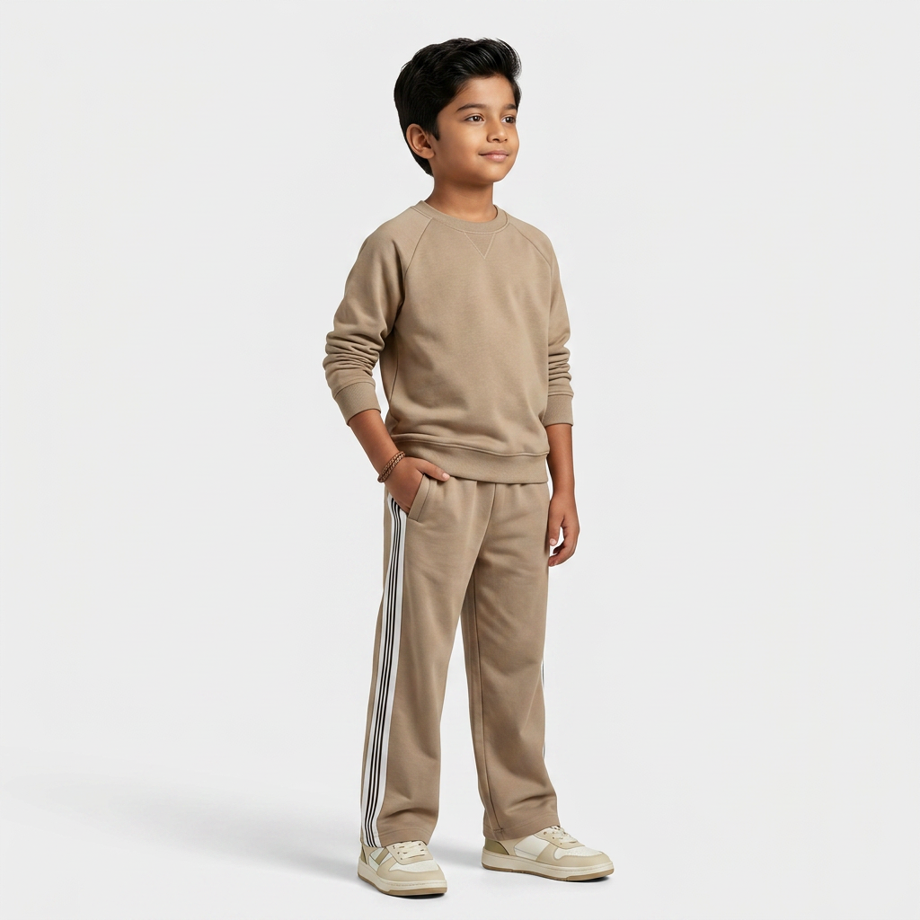 Boys Cotton Solid Mid Rise Trackpants
