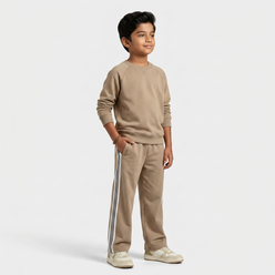Boys Cotton Solid Mid Rise Trackpants