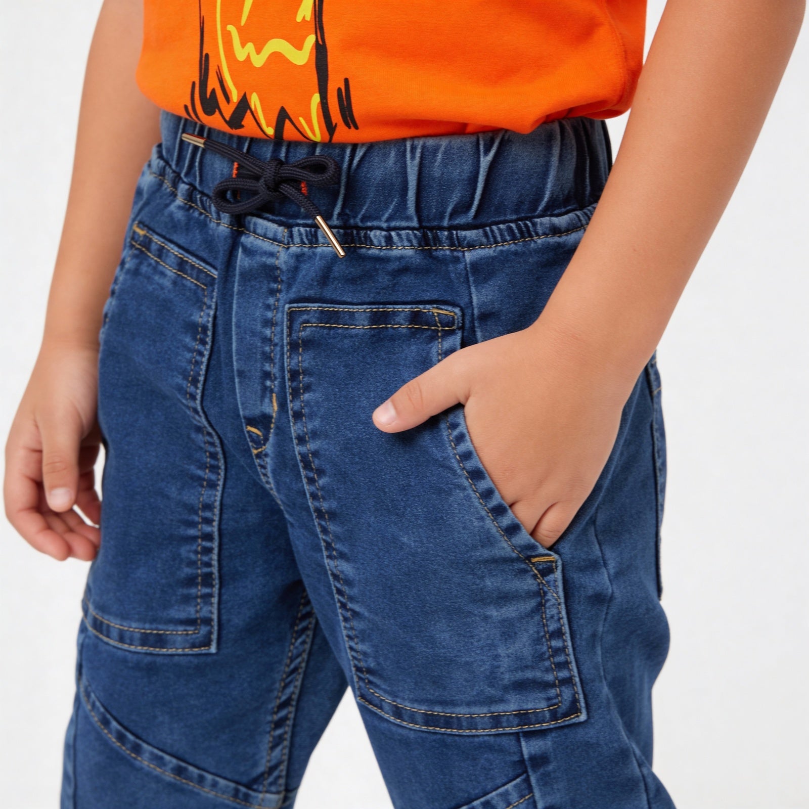 Boys Cut And Sew Denim Jogger