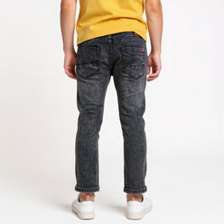 Boys Slim Fit Casual Denim With Crackel Effect