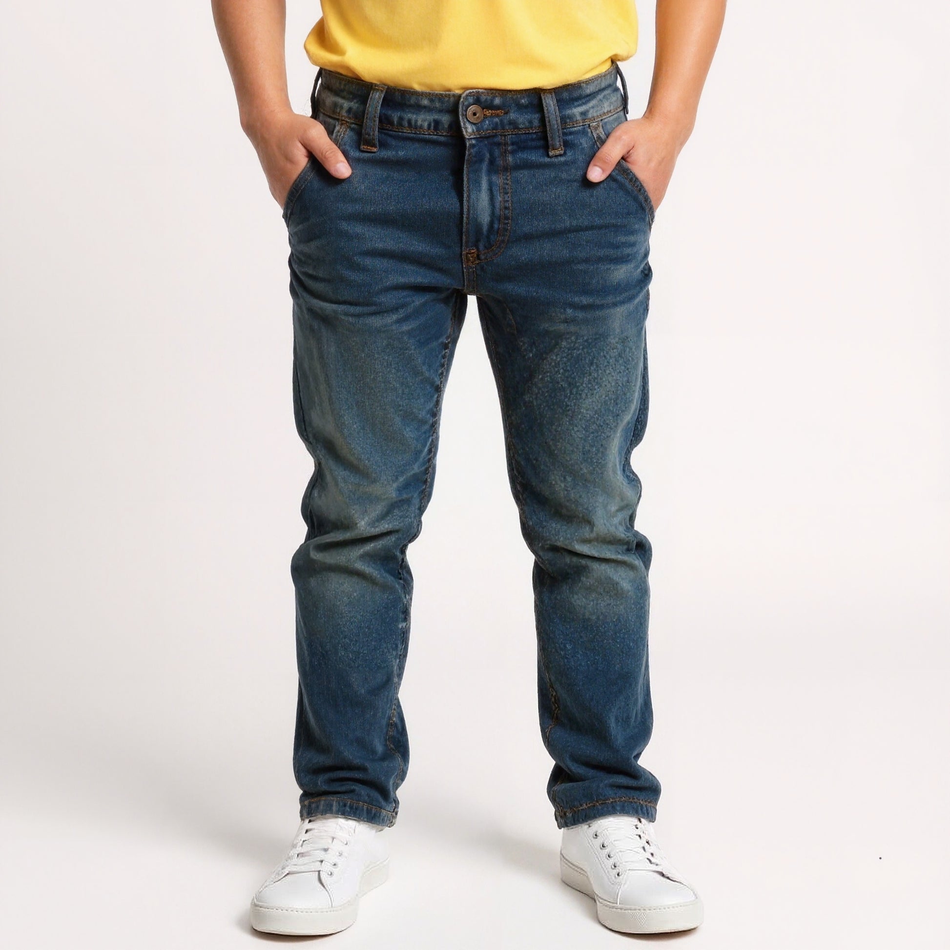 Boys Heavily Washed With Tint Effect Slim Fit Denim