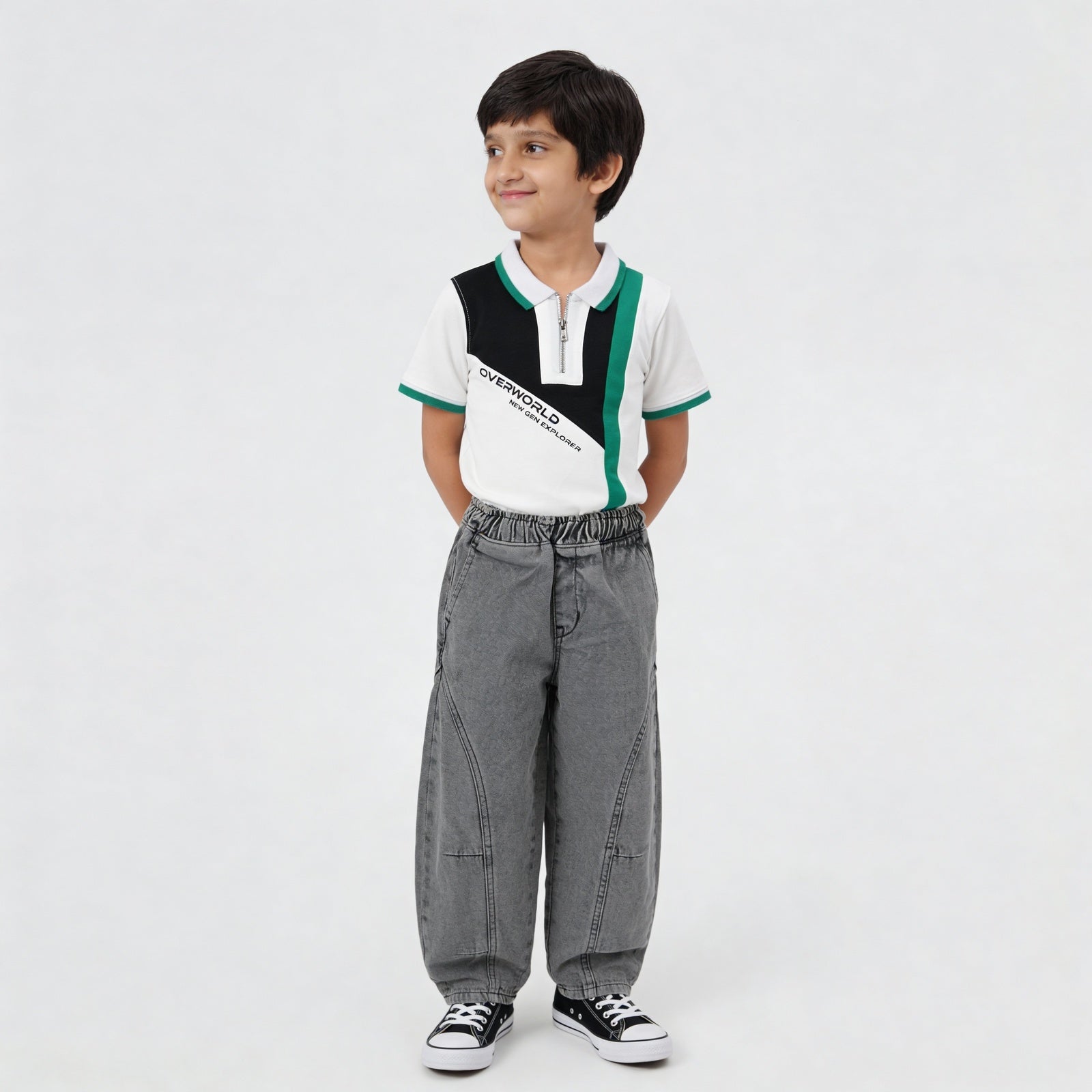 Boys Comfortabel Loose Fit Cargo Jorts With Heavily Washed