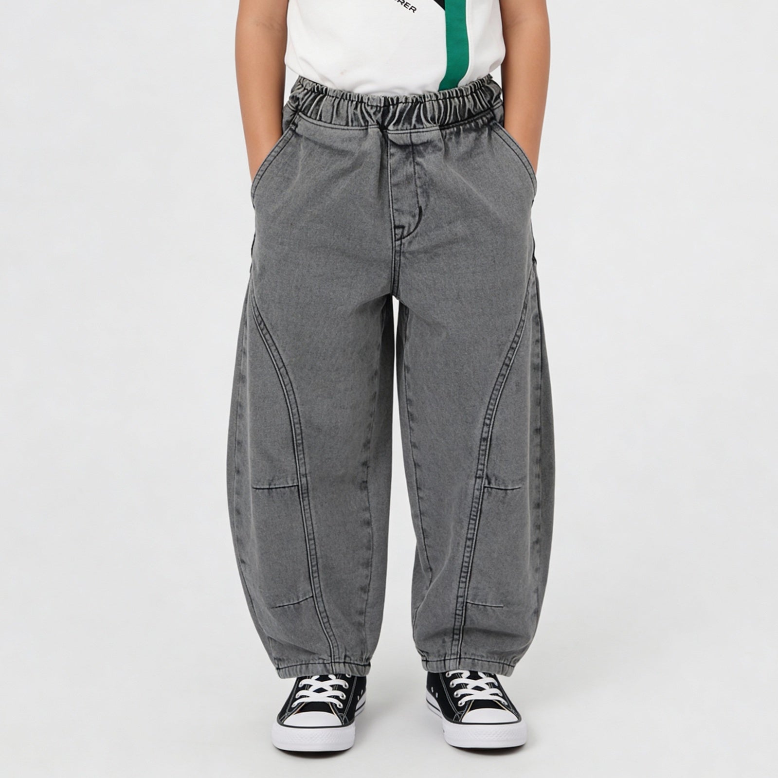 Boys Comfortabel Loose Fit Cargo Jorts With Heavily Washed