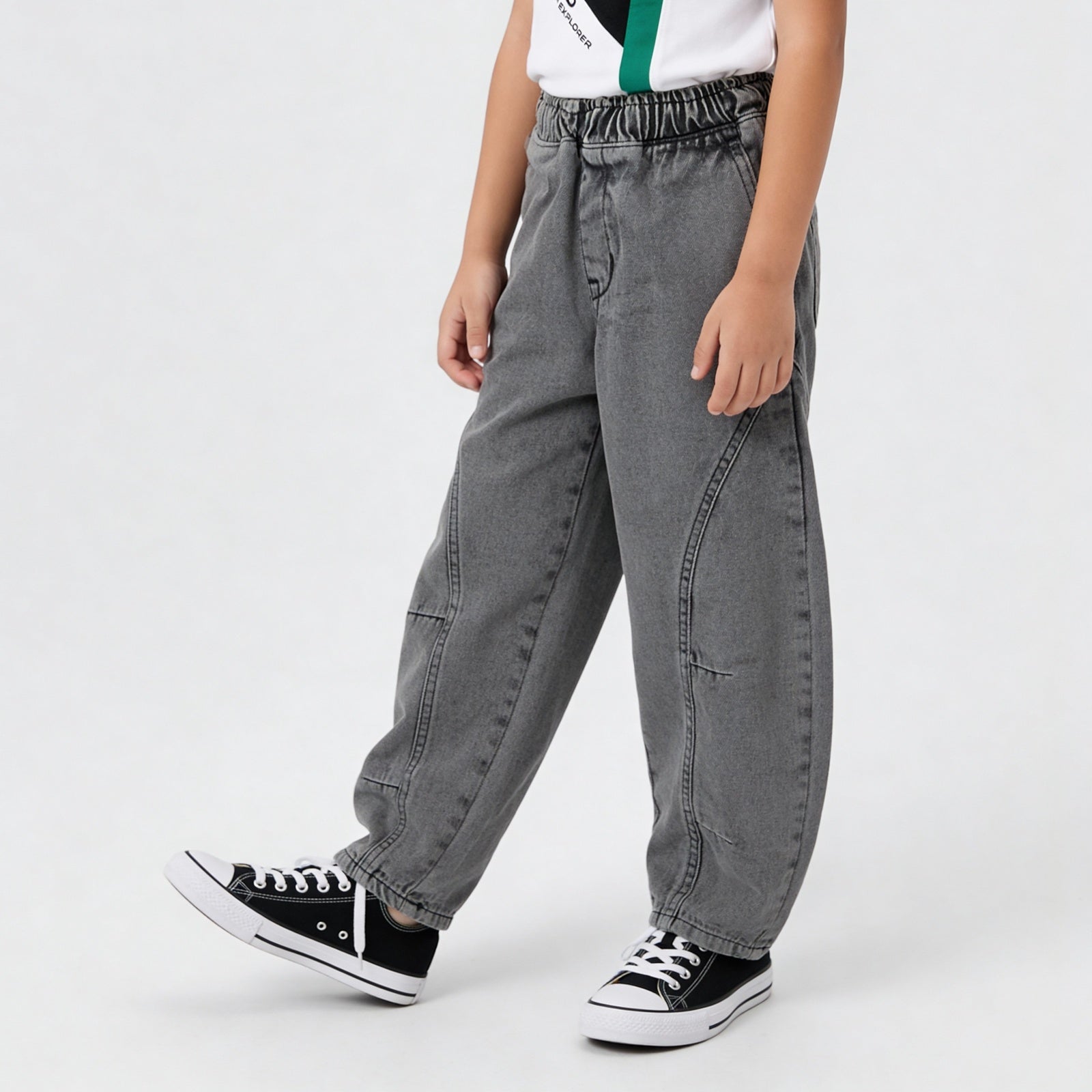 Boys Comfortabel Loose Fit Cargo Jorts With Heavily Washed