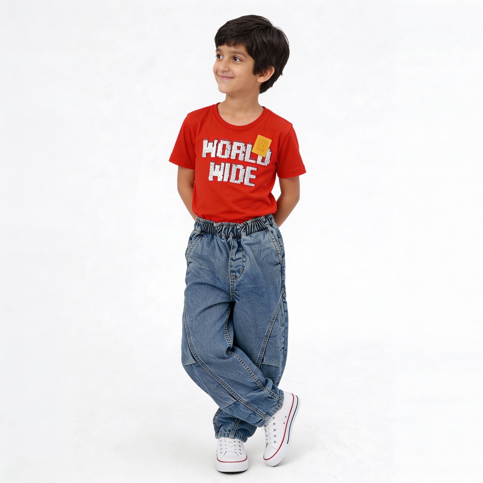 Boys Comfortabel Loose Fit Cargo Jorts With Heavily Washed