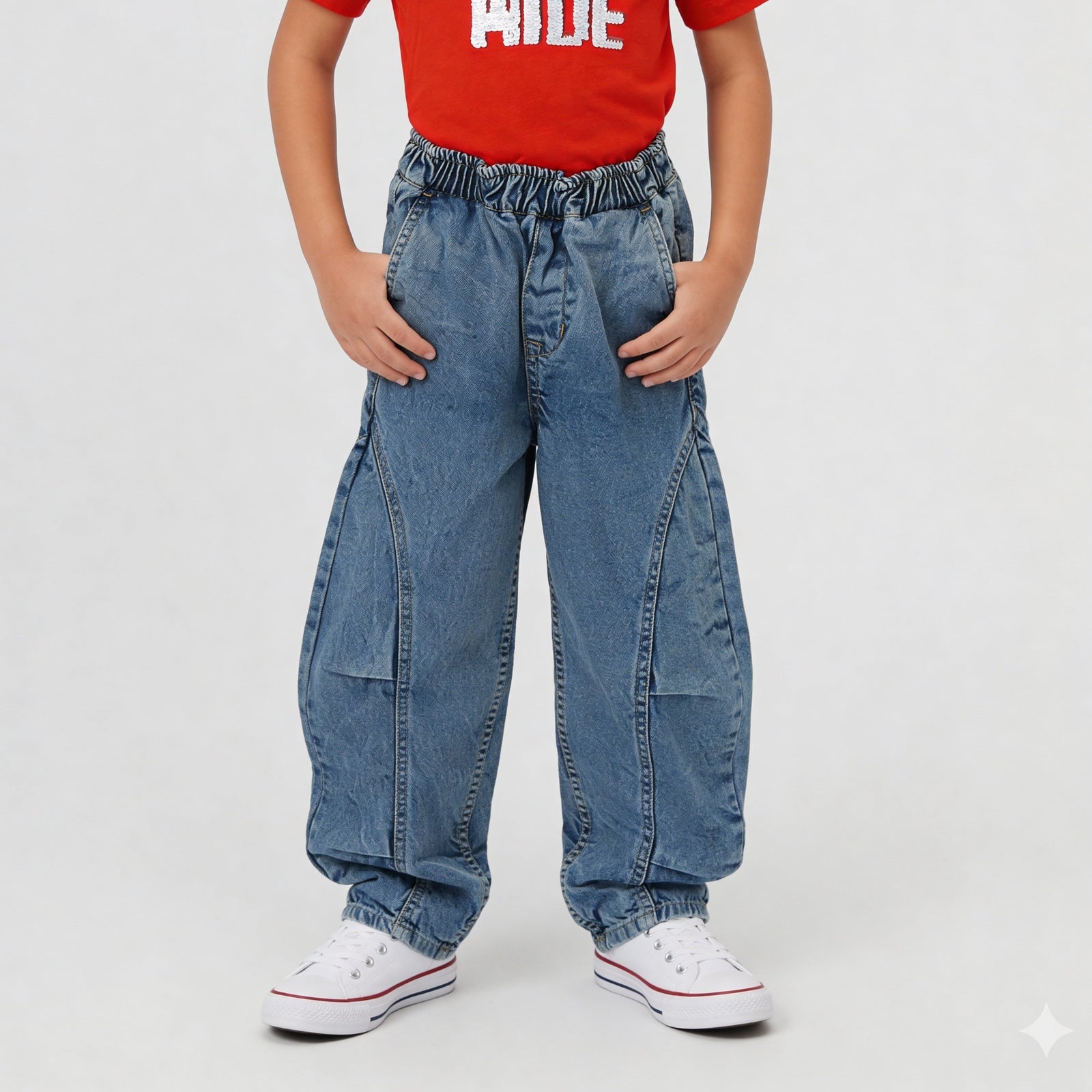 Boys Comfortabel Loose Fit Cargo Jorts With Heavily Washed